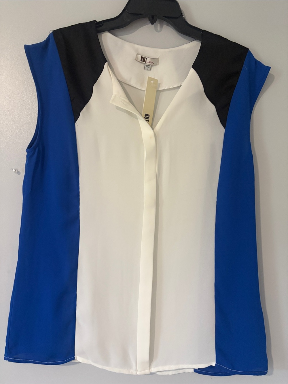 Kut from the Kloth White, Royal Blue & Black Colorblock Sleeveless Camisole
